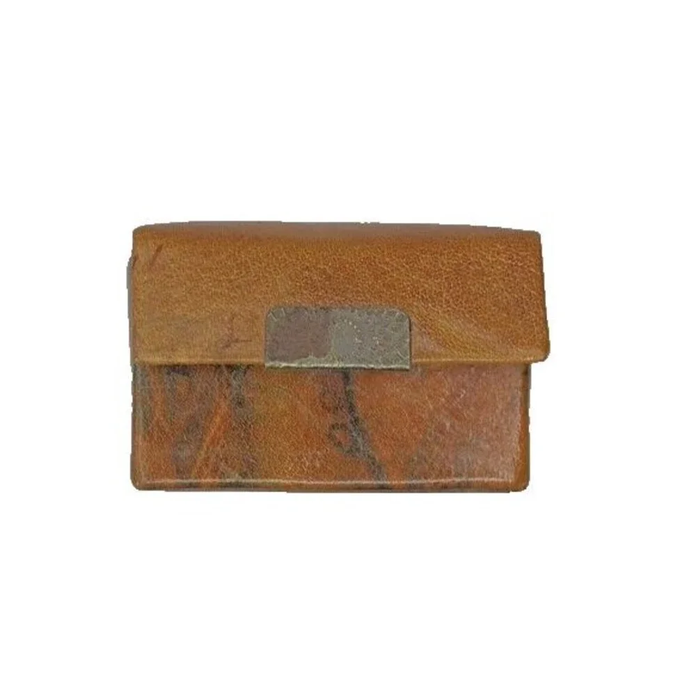 Egyptian Camel Leather Trinket Pill Jewelry Box Pharaoh Brown Cat Bastet 2.5